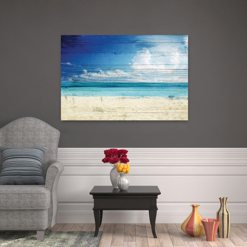 Plage rustique I, art côtier abstrait, H 32 po x l 48 po