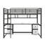 Lit mezzanine double en métal avec bureau, plateau et port USB-984274501