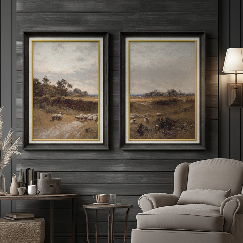 Ensemble de 2 œuvres d'art abstraites encadrées de qualité supérieure sur toile de qualité supérieure avec cadre de 26 po x 36 po