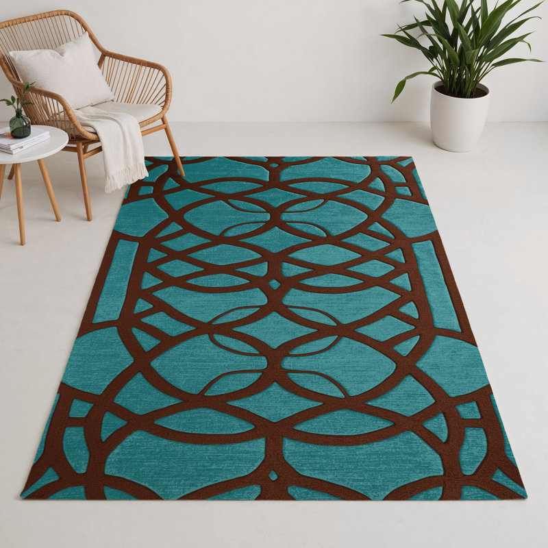 Trellis Brown Indoor and Outdoor Area Rug, Rectangle 5' x 7'