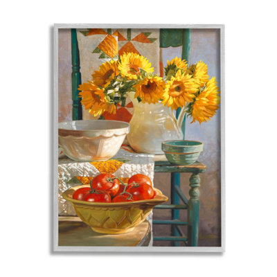 " Autumn Sunflower Harvest Country Chair Still Life " by Heide Presse