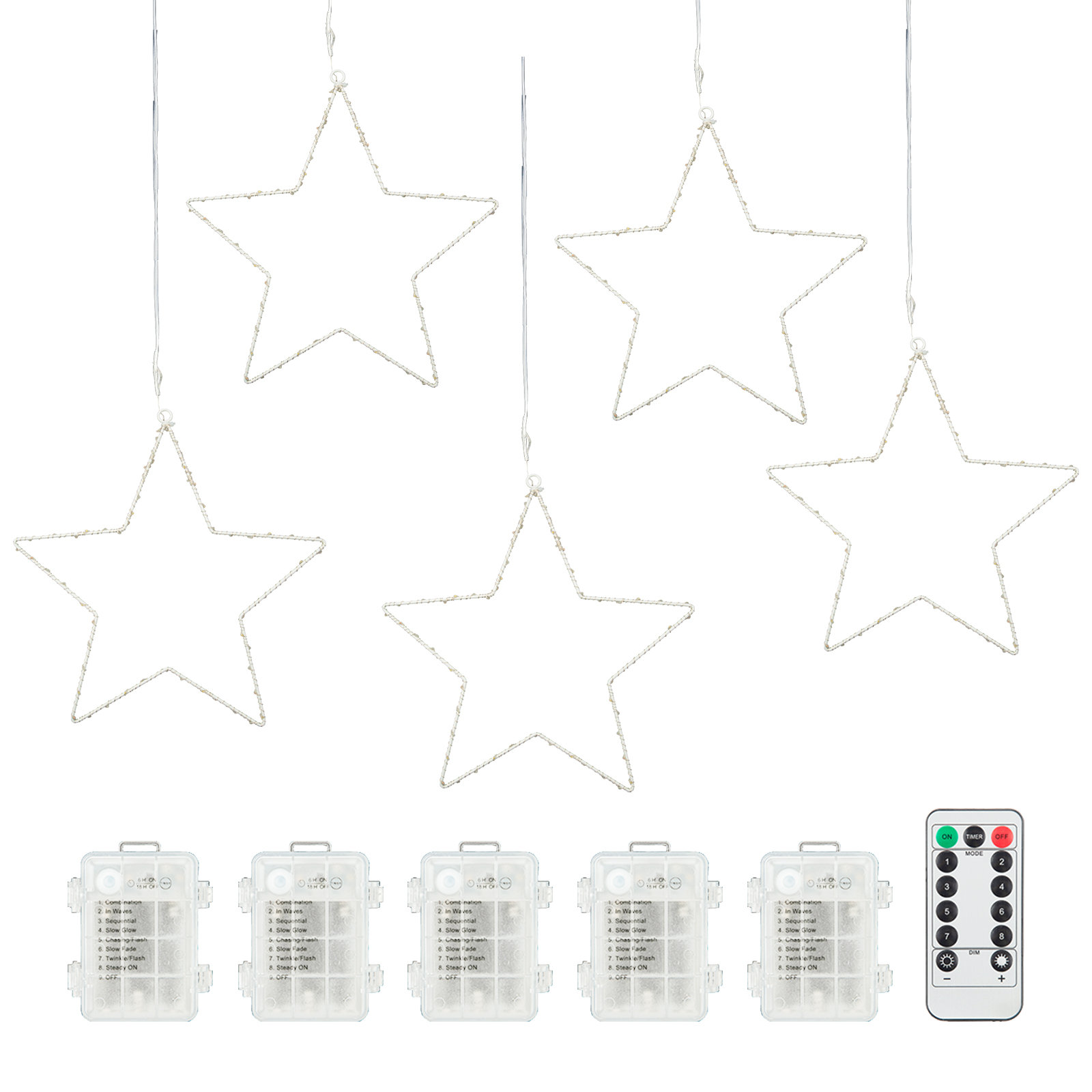 Hanging Star Window Lights with Remote, Timer & 60 LEDs, 8 Modes, 10 Brightness Levels, Indoor/Outdoor Decor for Parties & Holidays