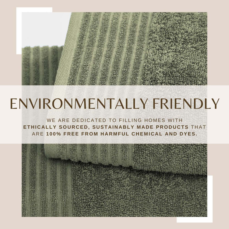 Olive Green Cotton 6-Piece Hand and Washcloth Set