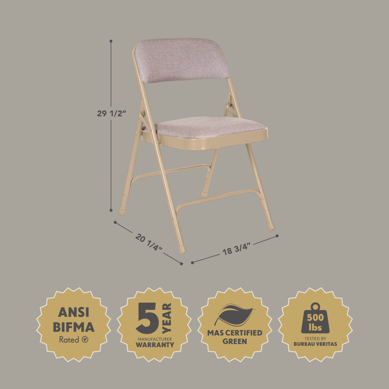 Bernadine Fabric Padded Folding Chair, Beige