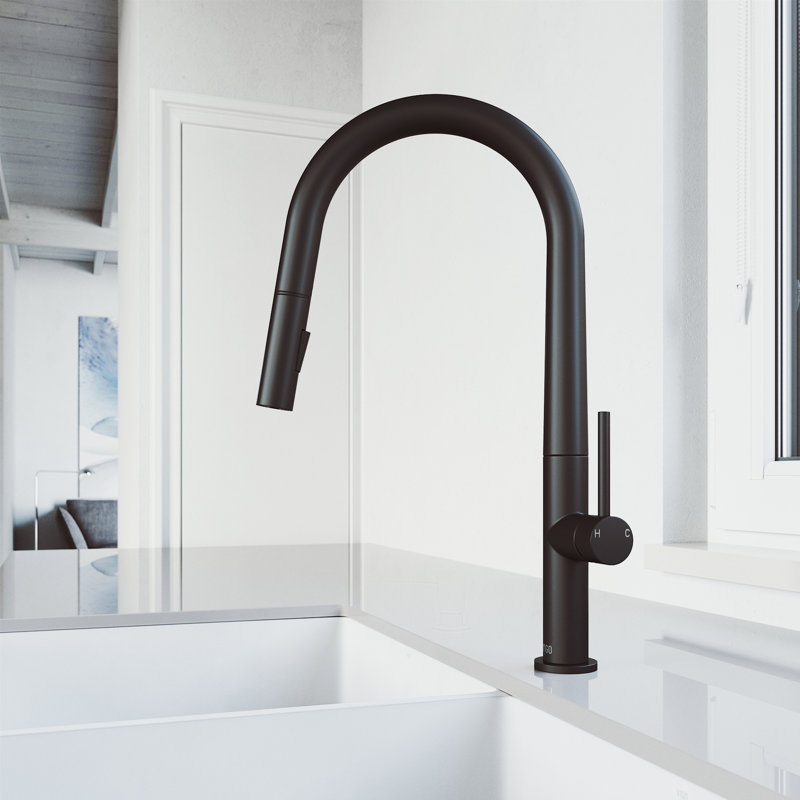 Greenwich 18" H 1-handle Pull-Down 2-Function Sprayer Kitchen Faucet, Matte Black