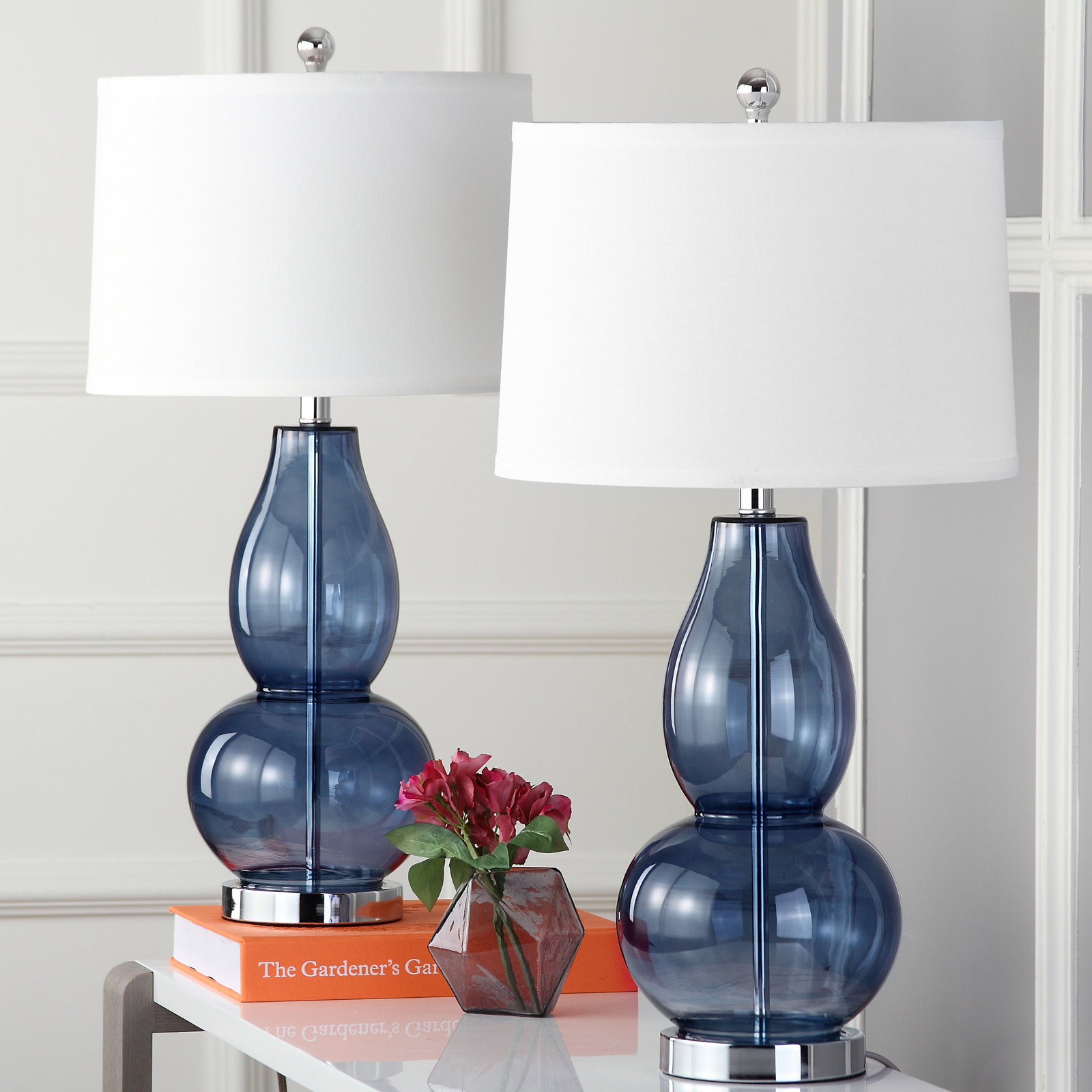 Parkston Table Lamp, Blue/White Shade