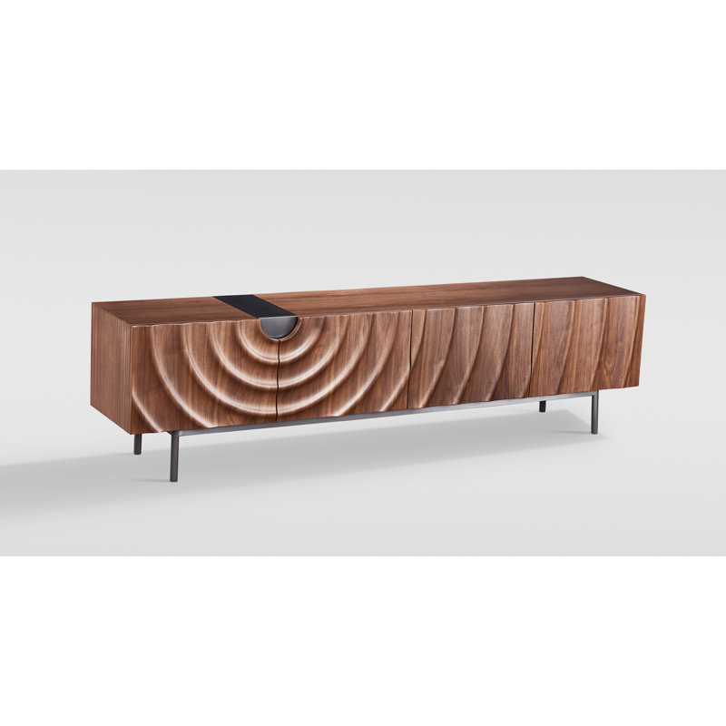 Onda Walnut Tv Console – 79" Modern Media Storage With Push-to-open Doors & Cable Management, Walnut