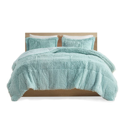 Shaggy Faux Fur Comforter Set with Hypoallergenic Fill