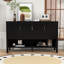 Buffet multifonctionnel avec tablettes réglables, rangement ouvert et crochets à double face pour le salon-1203981738