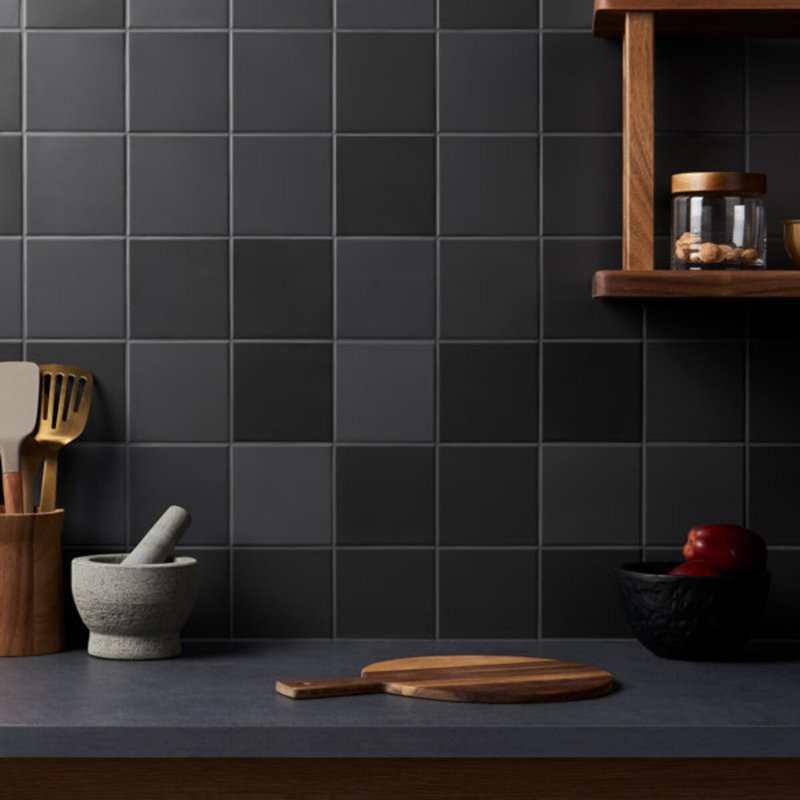 Born 5X5 Matte Porcelain Tile, Charcoal Gray