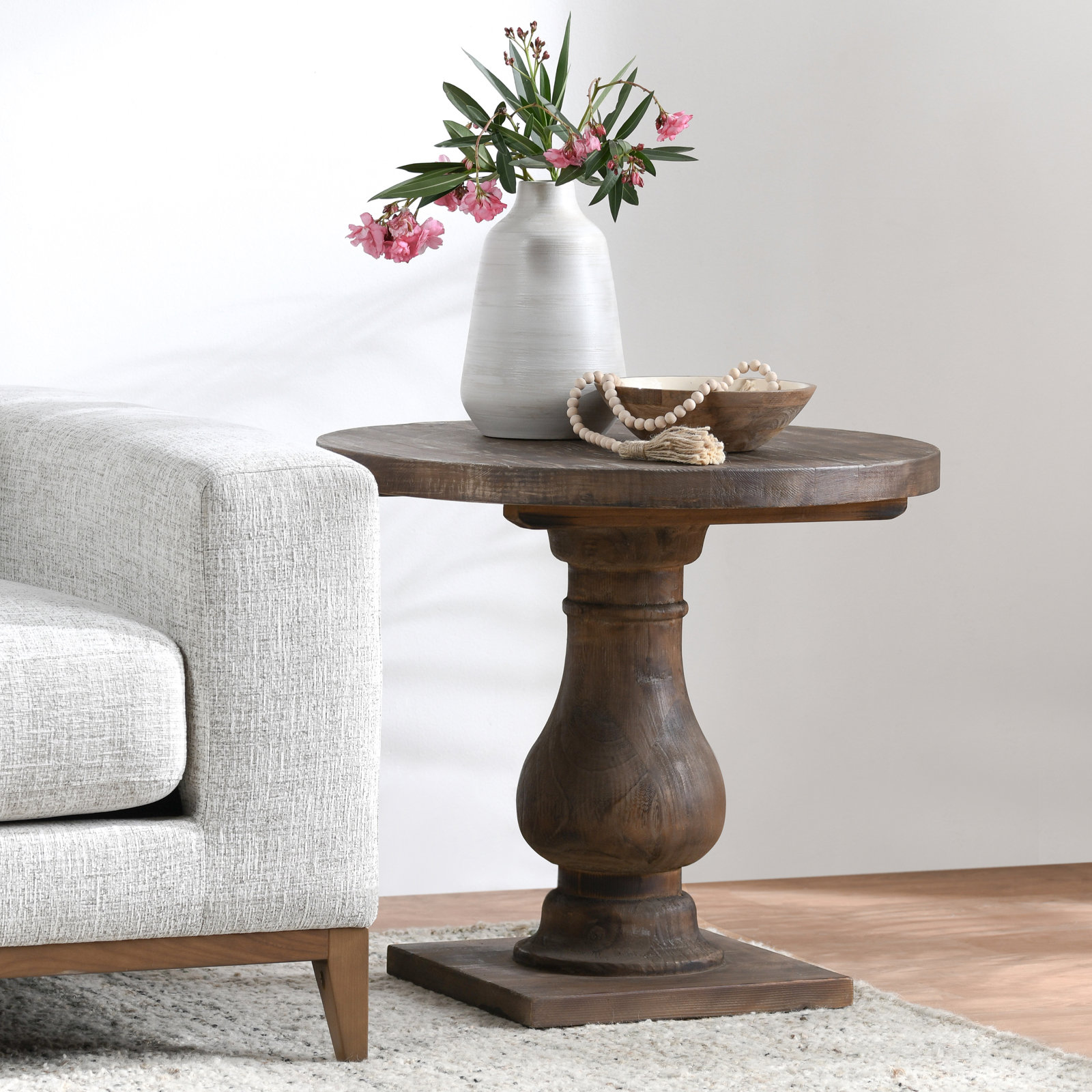 Farrer Solid Wood End Table, Rustic Brown