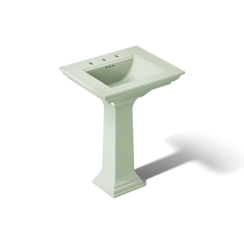 Lavabo de salle de bain piédestal avec trous de robinet Stately Memoirsᴹᴰ, Vert Aspen, H 34,75 po x l 20,5 po x L 24,5 po