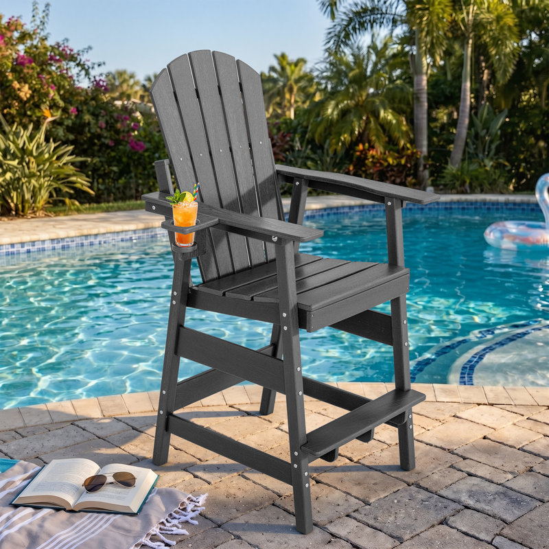 Valjean Outdoor Tall Adirondack Chair, Gray