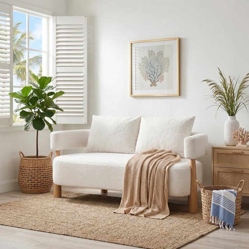 Premium Loveseat  67'' Upholstered Solid Loveseat, Cream
