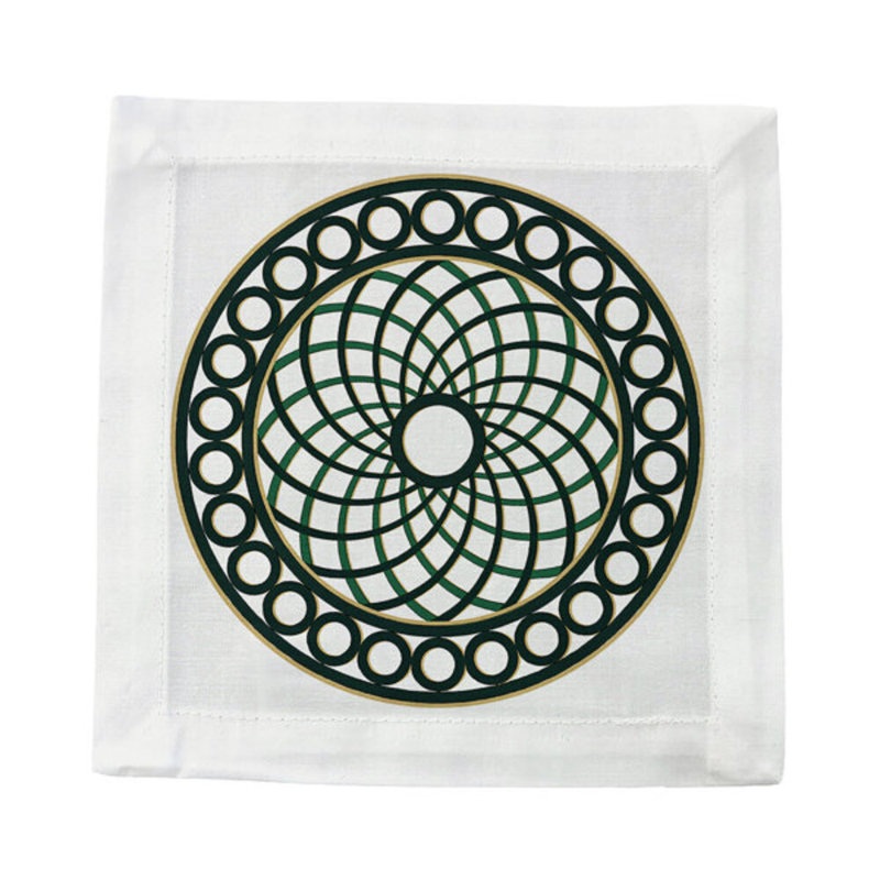 Timothy Corrigan Treillage Cotton Sateen Cocktail Napkins, Green