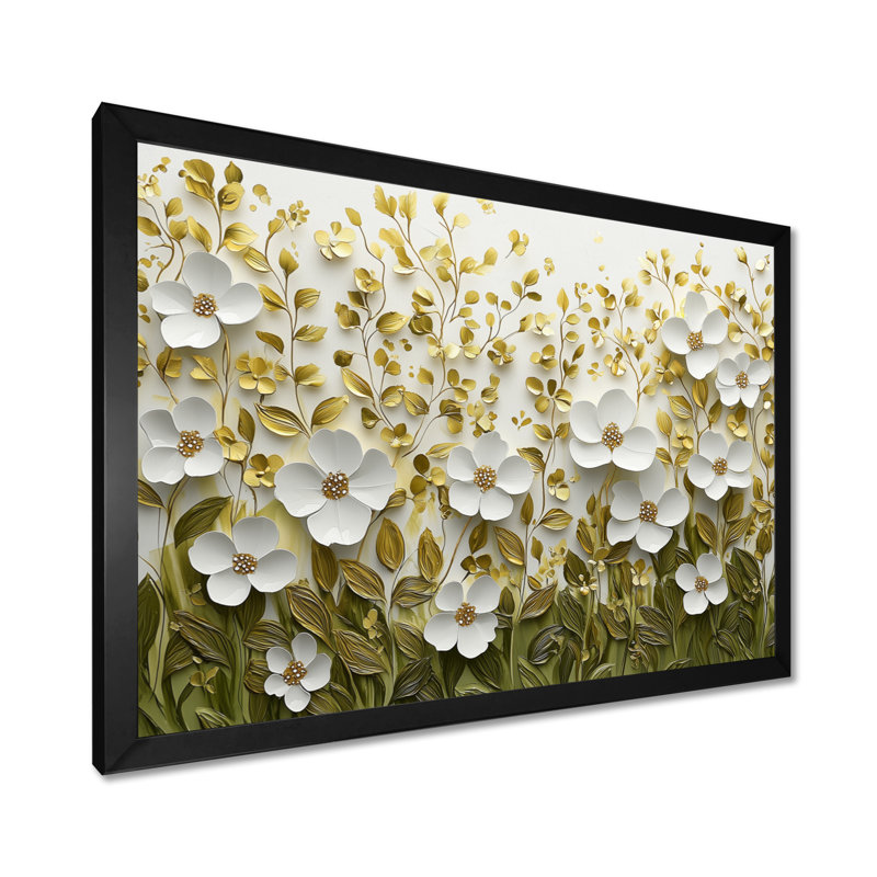 Été Widlflowers Essence of Spring - Art mural de fleurs sauvages pour le salon, Reproduction encadrée d'une seule photo, Noir