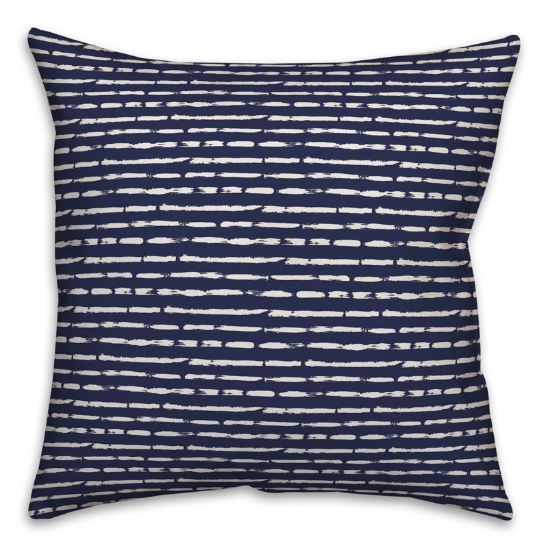 Geometric Throw Pillow, 20" x 20", Navy/White Striped 1