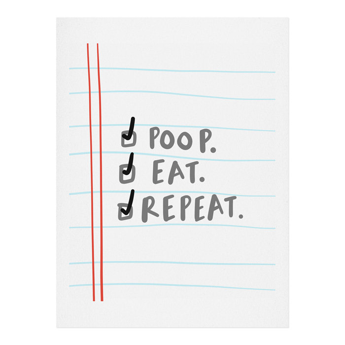 « poop deck manger repeat », art textuel, H 14 po x l 11 po x P 0,03 po