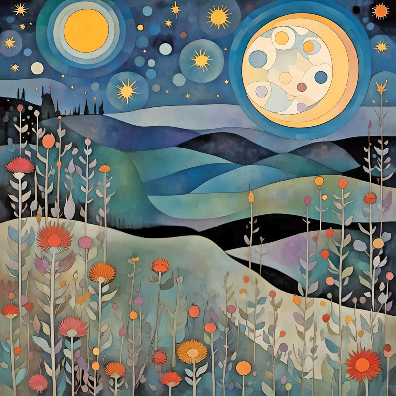 «Whimsical Nightscape», art mural sur toile tendue, H 30 po x l 30 po x P 1,5 po