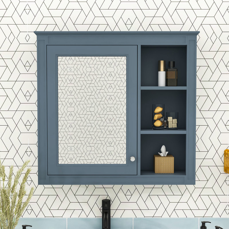 Armoire à pharmacie murale avec miroir Vionda, Bleu gris