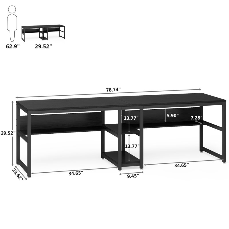 Oviya Metal Base Computer Desk, Black