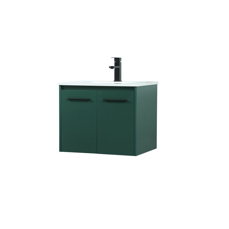 Penn 24'' Single Bathroom Vanity with Engineered Marble Top, Green