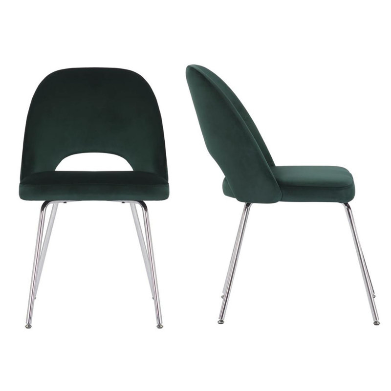 Burnley Stainless Steel Side Chair, Green, Chrome