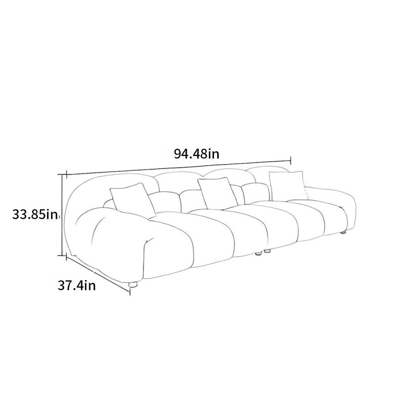 Canapé simple en tissu crème Cloud Duo, H 33,85 po x l 94,48 po x P 37,4 po, 3
