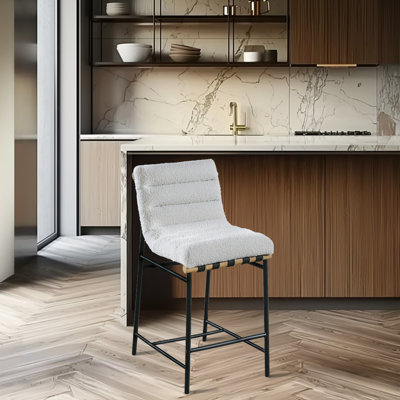 Vincentas Upholstered Counter Stool with Metal Frame