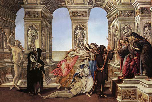 « calumny of appeles » par sandro botticelli, reproduction d’art