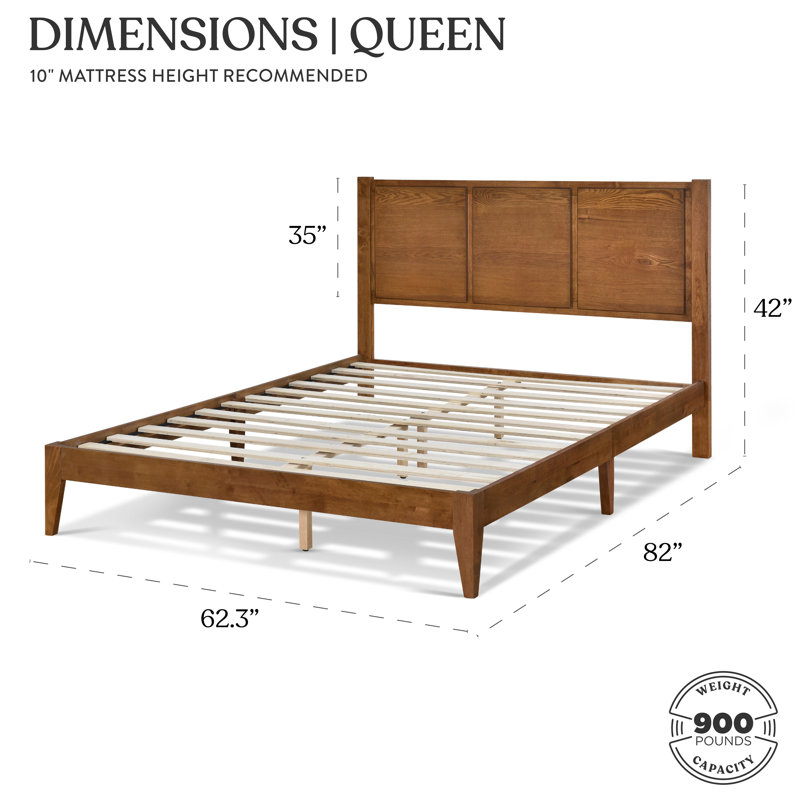 Structure de lit double Knighten, Lit double, Noyer foncé