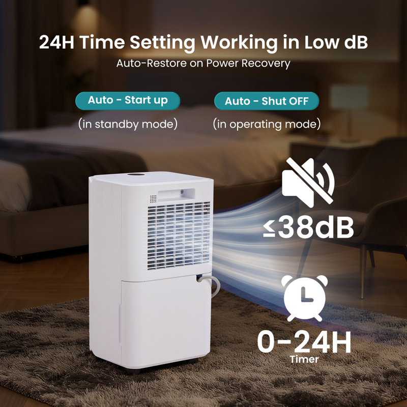 2,000 Sq. Ft Dehumidifier, 30 Pints Dehumidifier for Basement with Drain Hose, 2L/0.53 Gallon Water Tank Quiet with Humidity Ring, Ideal Whole House Dehumidifiers for Home, Bedroom & Bathroom