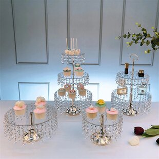 Square Cake Stand 15″ x 3″ Crystal Beaded – SILVER – Location Celefete  450-688-5003