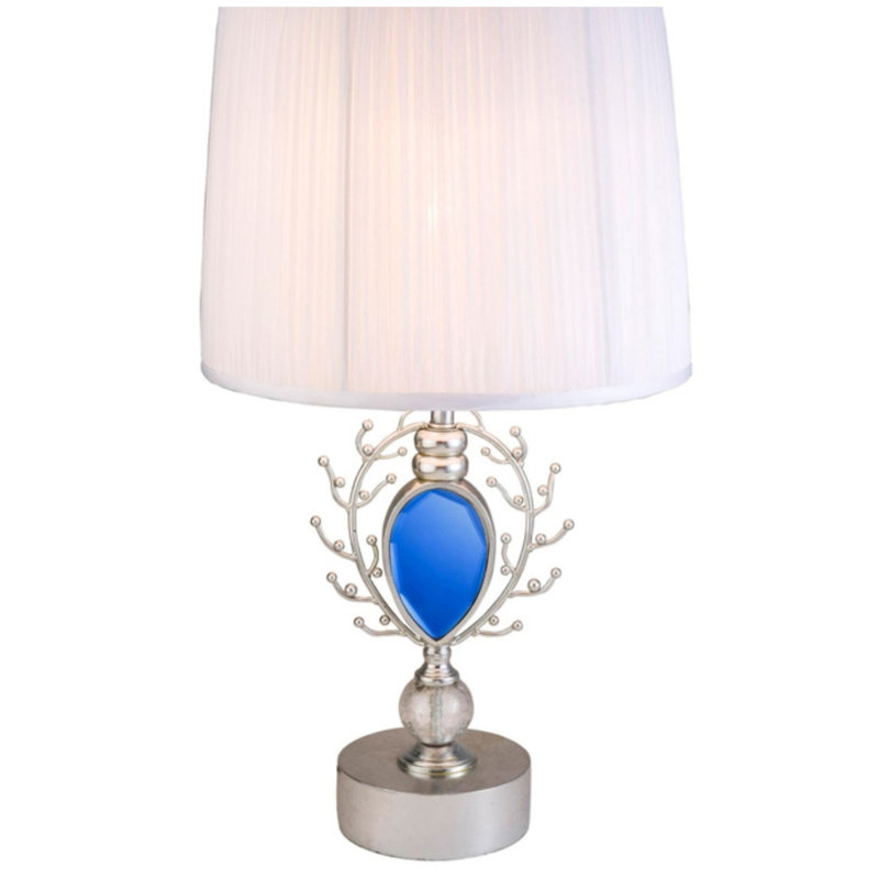 Lampe de table haute de 27,75 po «Just Dazzle» avec finition argentée et abat-jour blanc