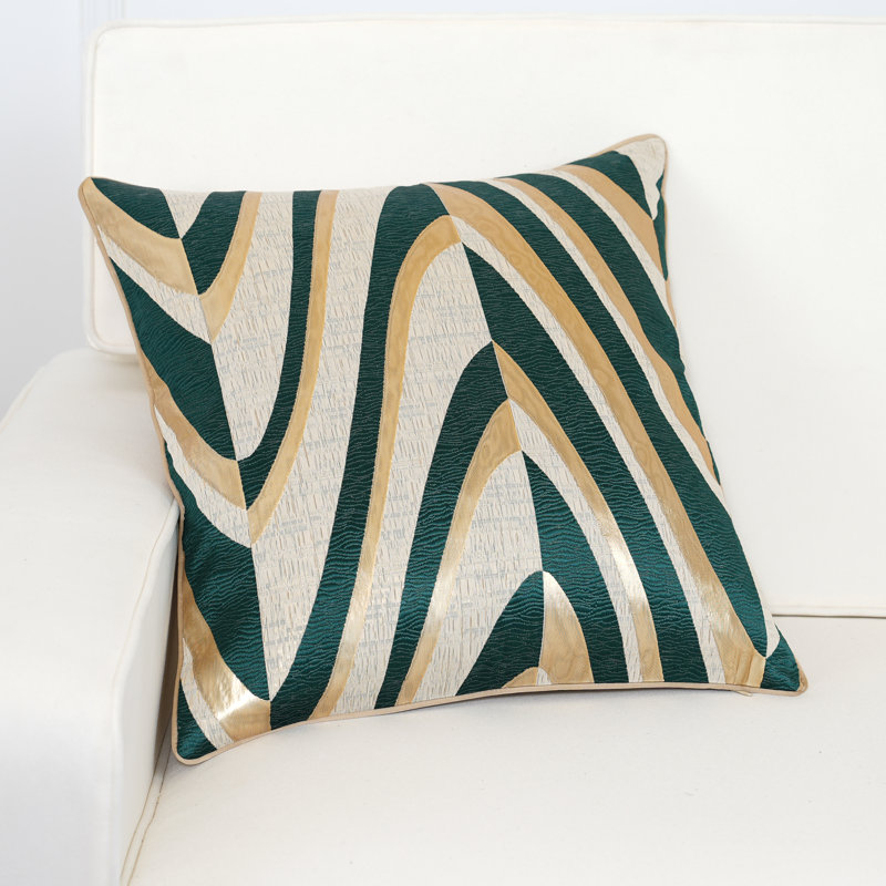 Housse de coussin en jacquard de Noël vert et vert à motif en V, H 18 po x l 18 po, Carré