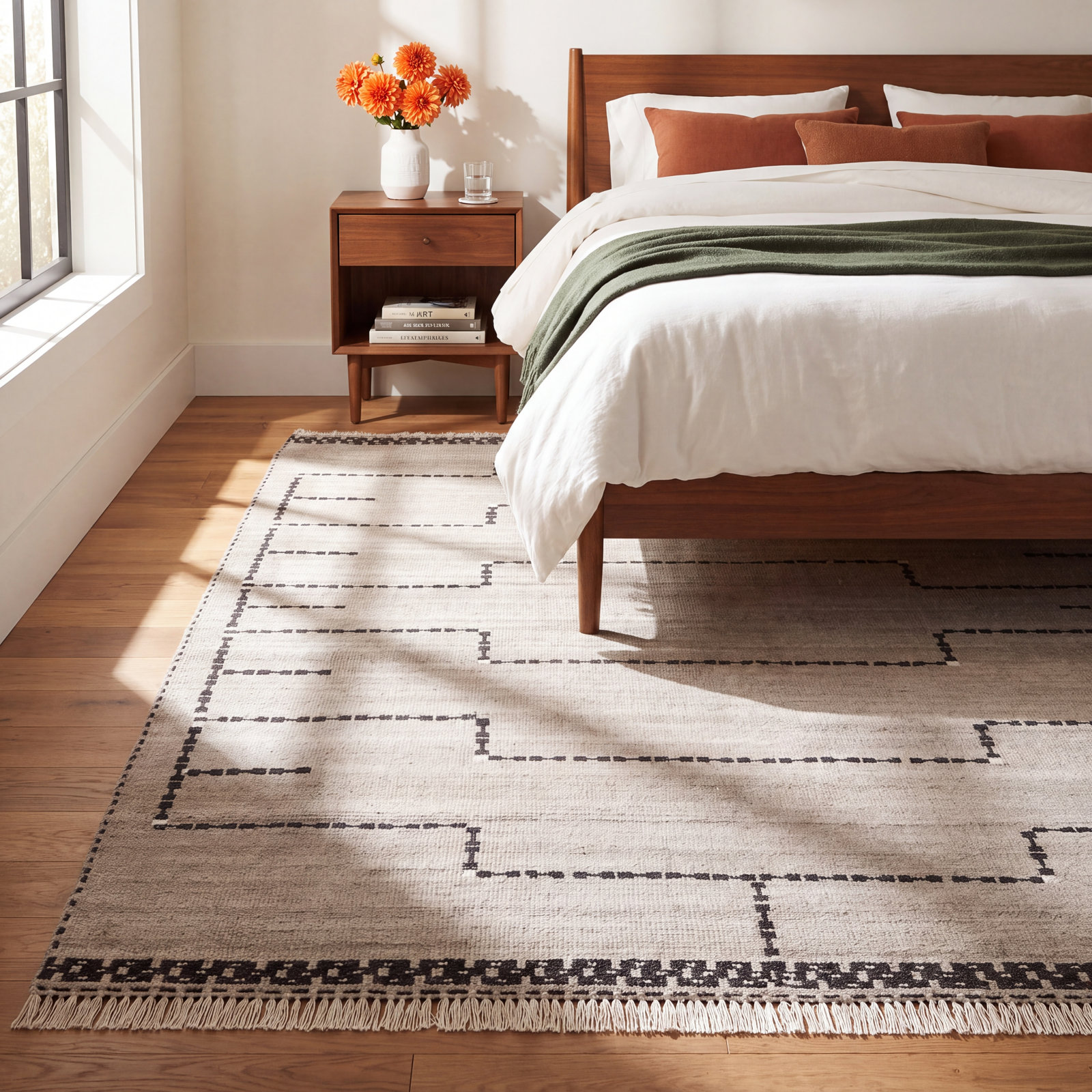 Natural Black Hand-Knotted Rug, Rectangle 8'10" x 11'11"