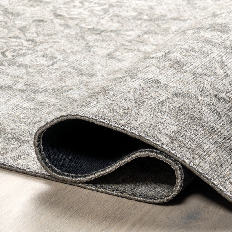 Jeccica Distressed Vintage Medallion Jute Blend Polyester Area Rug, Rectangle 10' x 13'