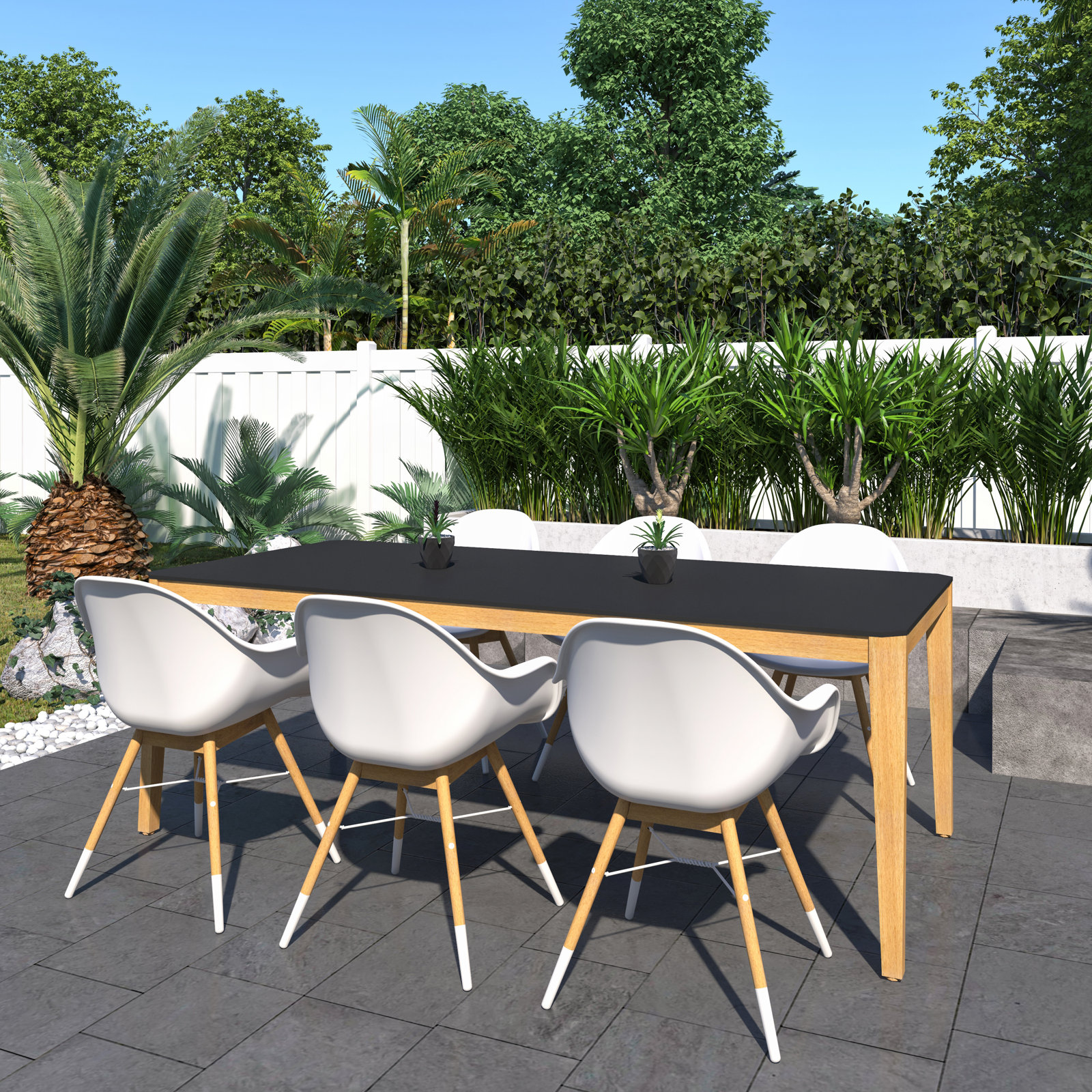 Garrelt 85" Eucalyptus Patio Dining Set
