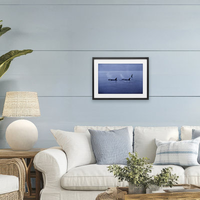 Orca Whispers Seascape Framed Print Under Glass, design by Norm Stelfox