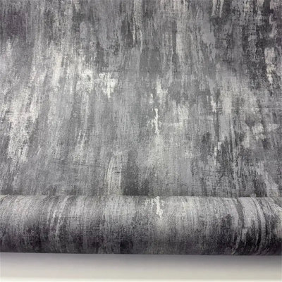 Rouleau de papier peint en vinyle gris antidérapant 20,8 po x 393 po, surface lavable pour la chambre à coucher et le salon