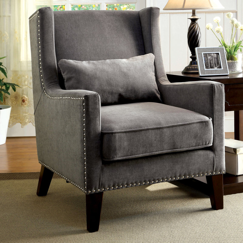 Marlow Upholstered Wingback Chair, Gray 100% Polyester
