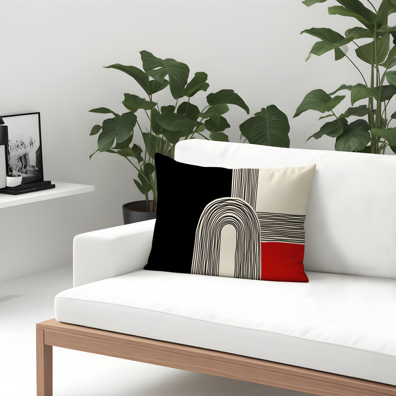 Housse et insert de coussin rectangulaire intérieur / extérieur Cassie, Rouge, H 14 po x l 20 po