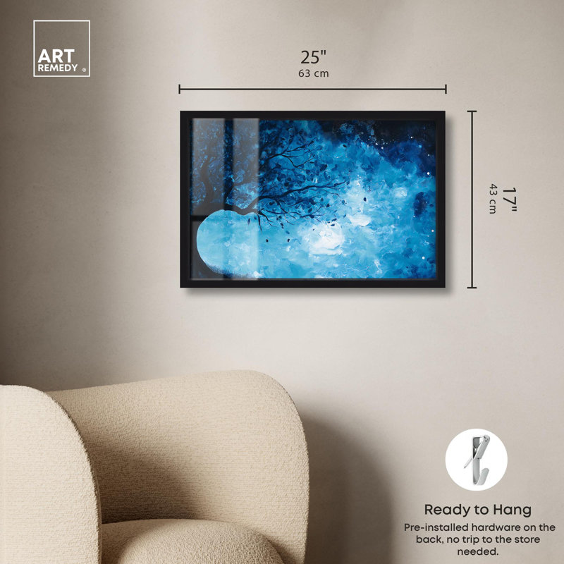 Décoration murale nature feu et glace arbre II Shadowbox par Art Remedy, Noir, H 17 po x l 25 po