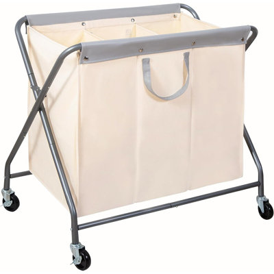 160L Collapsible Laundry Hamper With Wheels, Roll...
