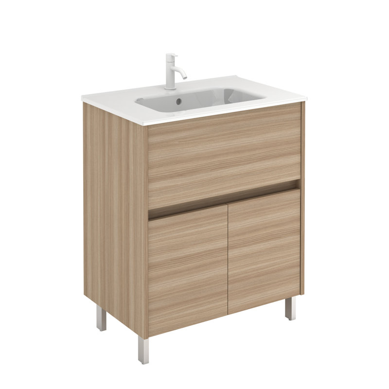 Lief 28'' Single Bathroom Vanity with Ceramic Top, Walnut