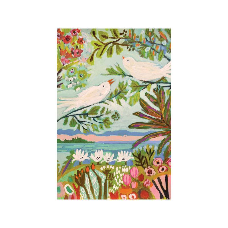 Birds In The Garden I by Karen Fields - Wrapped Canvas Painting, 101.6 cm H x 66.04 cm W x 1.91 cm D