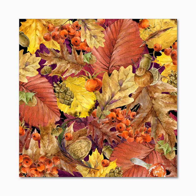Feuilles colorées d'automne - on, H 16 po x l 16 po x P 1 po, Toile tendue
