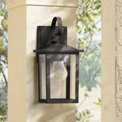 1 - Light 12.5''H Black Aluminum Tempered Glass Includes Bulb ETL Outdoor Wall Lantern with Dusk to Dawn