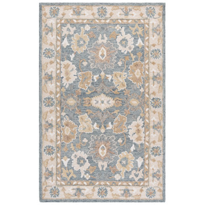 Tapis d'intérieur en laine et coton touffeté à la main ébène