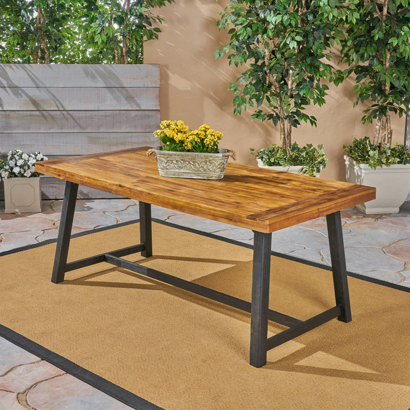 Osbourne Rectangular Acacia Solid Wood Outdoor Dining Table , 70.75 " W 35.5 " D, Sandblast Teak
